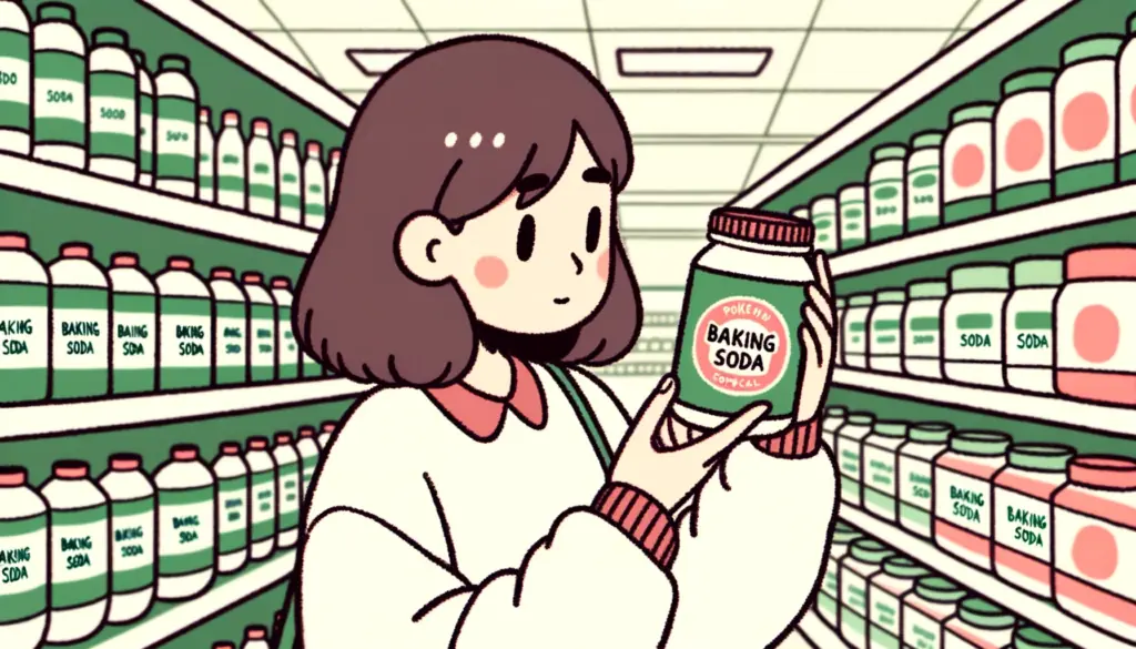 girl picking jar of baking soda