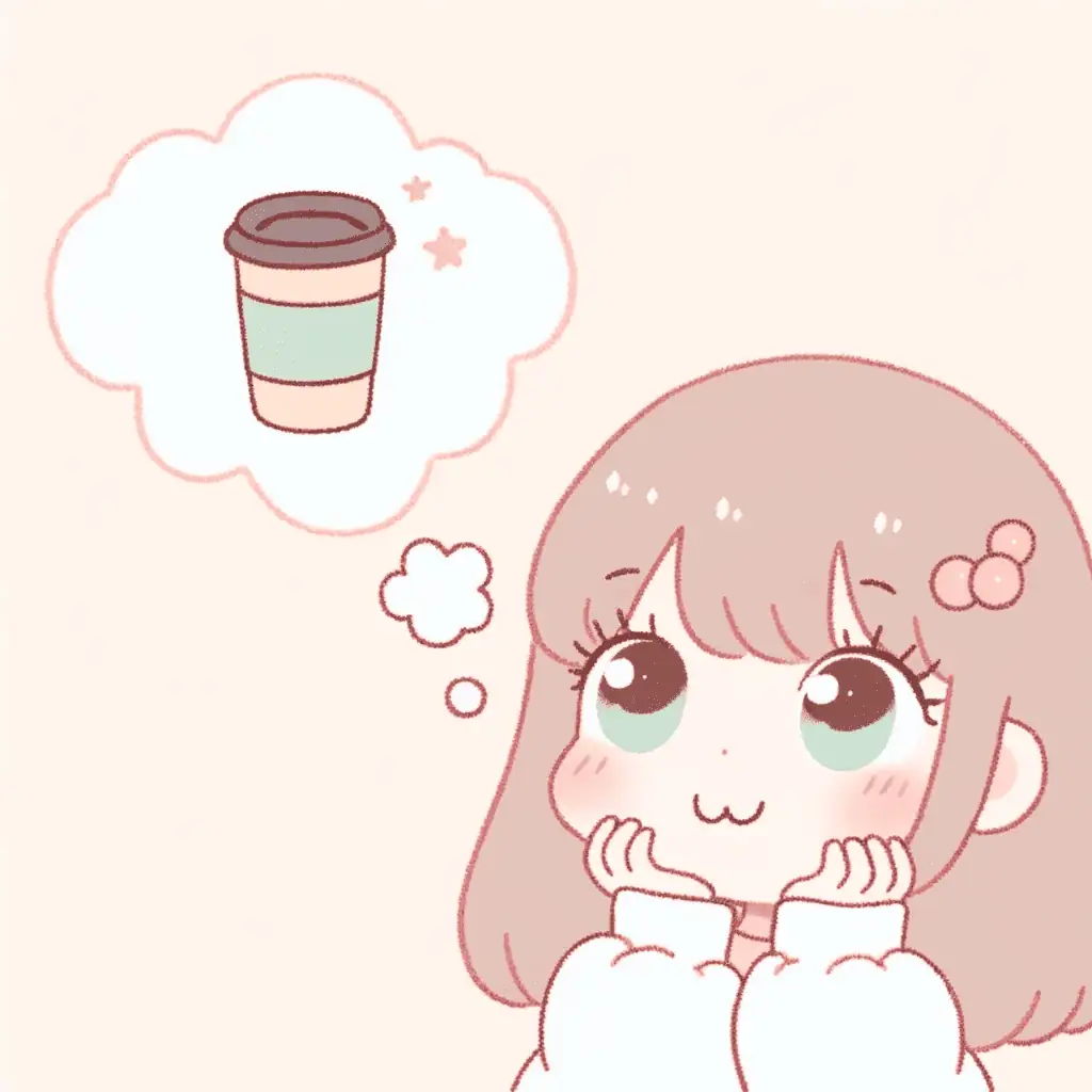 girl thinking to drink coffee