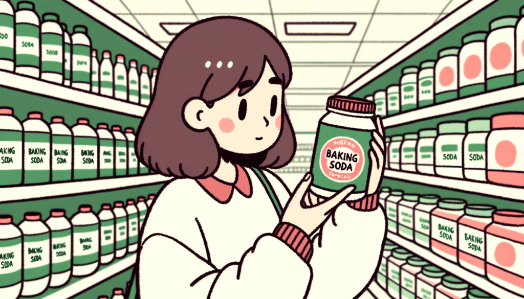 girl picking jar of baking soda